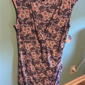 Glamour Navy and Pink Floral knee length dress.